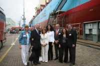 The vessel was christened by Mrs. Alessandra Bucci, sales representative of Roberto Bucci. The vessel is the fifth of seven Panamax type ships