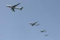 Four Boeing aircraft flew in formation at a height of about 1,000 feet along the Mediterranean coastline until Ashkelon