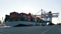 Biggest ever container ship - "K" Line's TEU 8,212 "Humber Bridge", called at Ashdod port